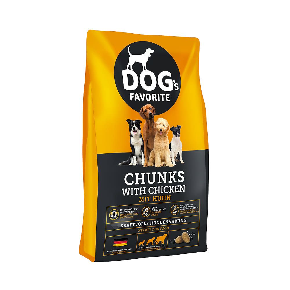 Dogs favorit Chunks with chicken 15 kg Euroben