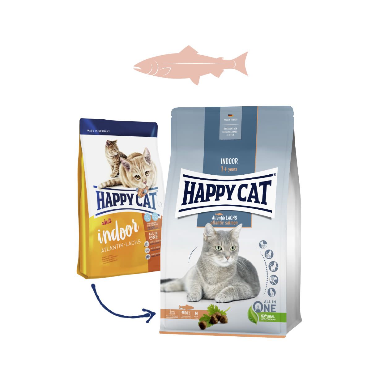 Happy Cat Indoor Atlantik-Lachs / Losos 300 g Euroben