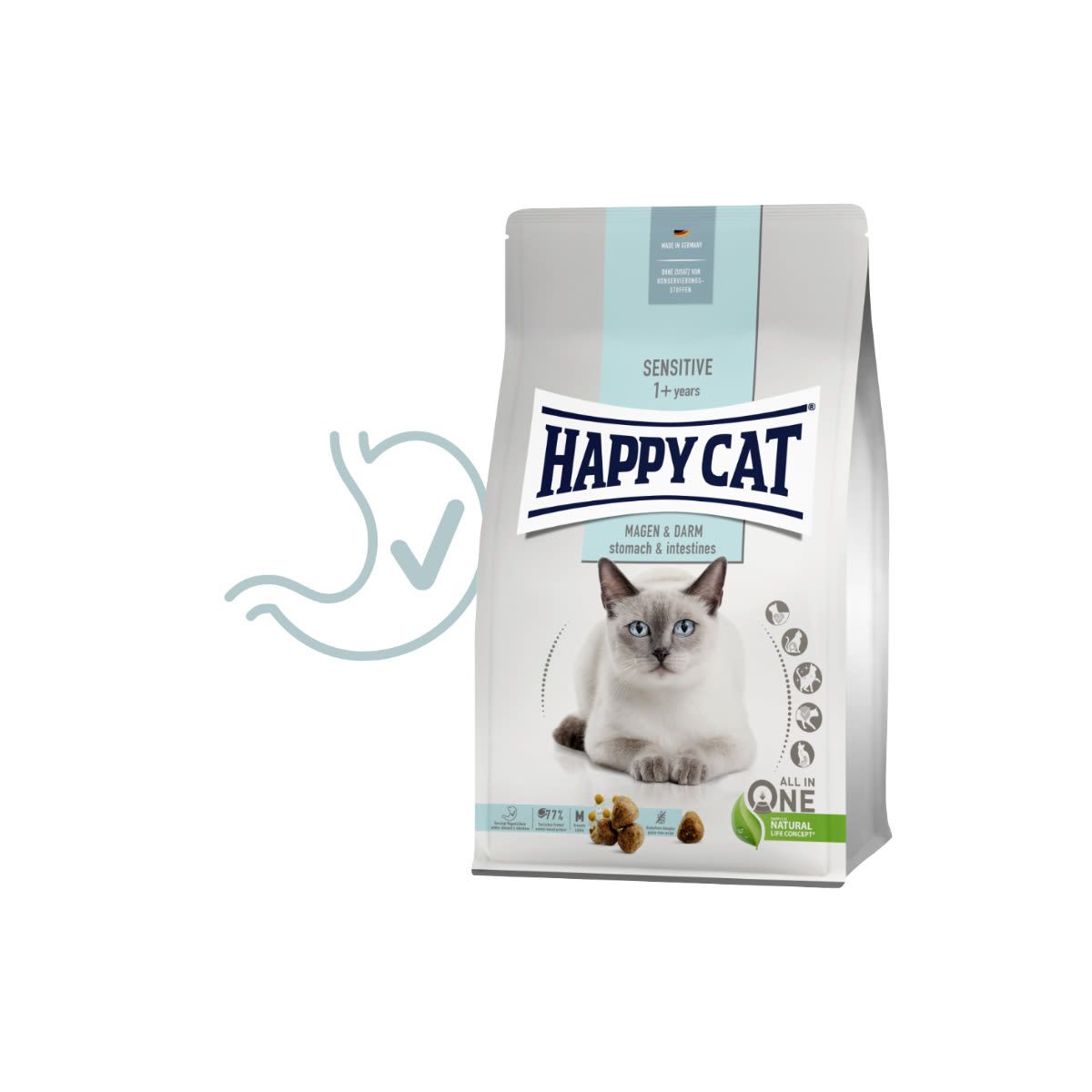 Happy Cat Sensitive Magen & Darm / Žaludek & střeva 1,3 kg Euroben
