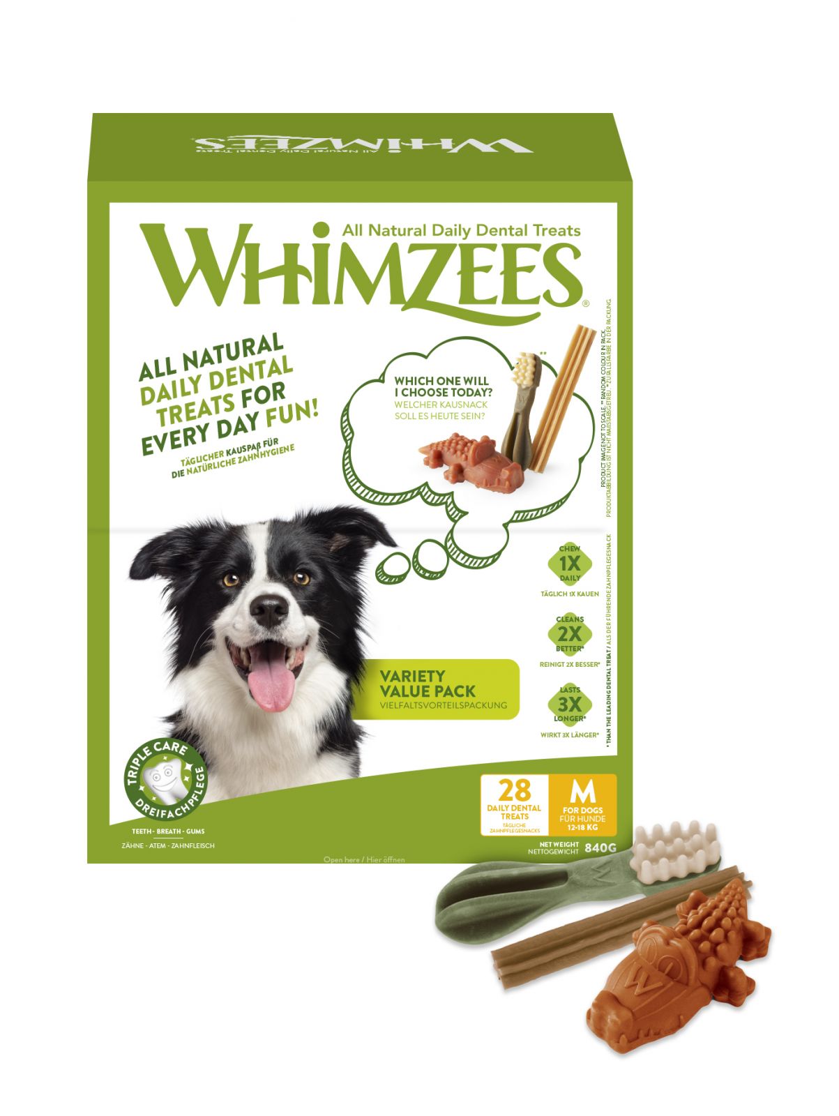 WHIMZ Dental Mix Box M 28ks Whimzees