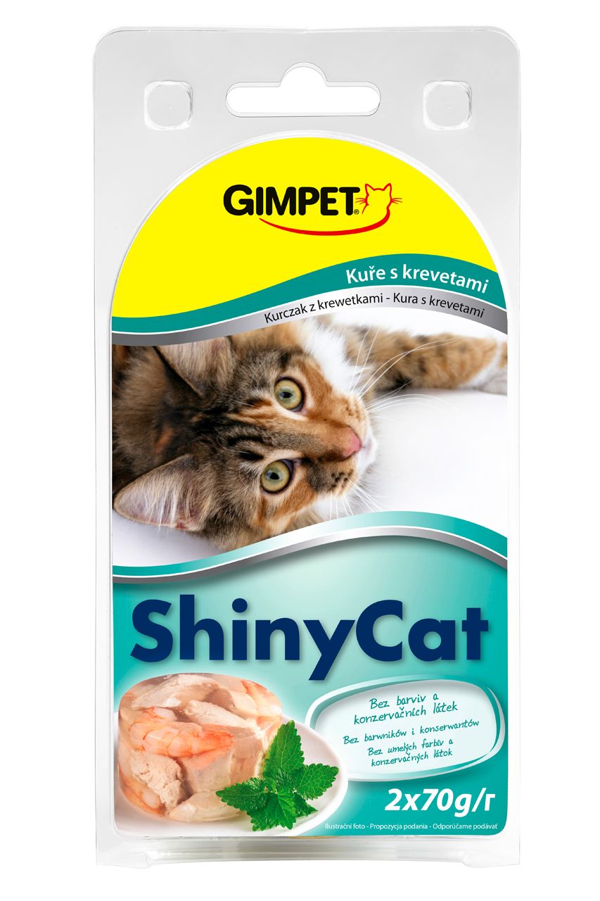 Konzerva SHINY CAT konzerva - kuře a krevety 2x70g ShinyCat