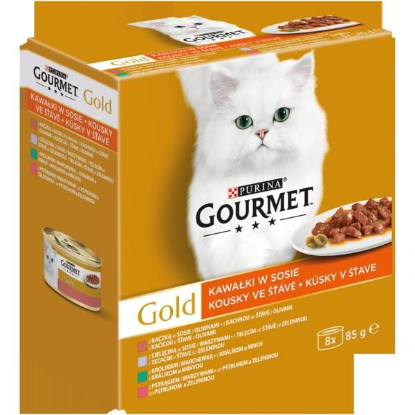 Gourmet Gold multipack Exotic (8ks) - 7+1 zdarma - kousky masa ve šťávě