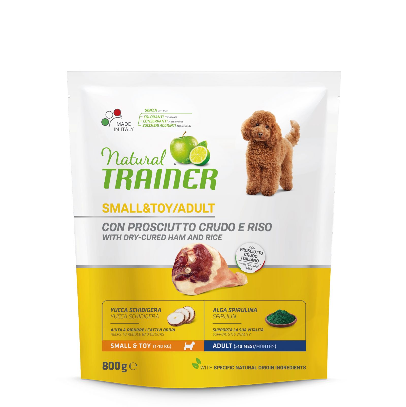 TRAINER Natural Small&Toy Adult Prosciutto a ryze 800g Natural Trainer