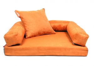 Aminela pelíšek s okrajem 80x60cm Half and Half oranžová/šedá