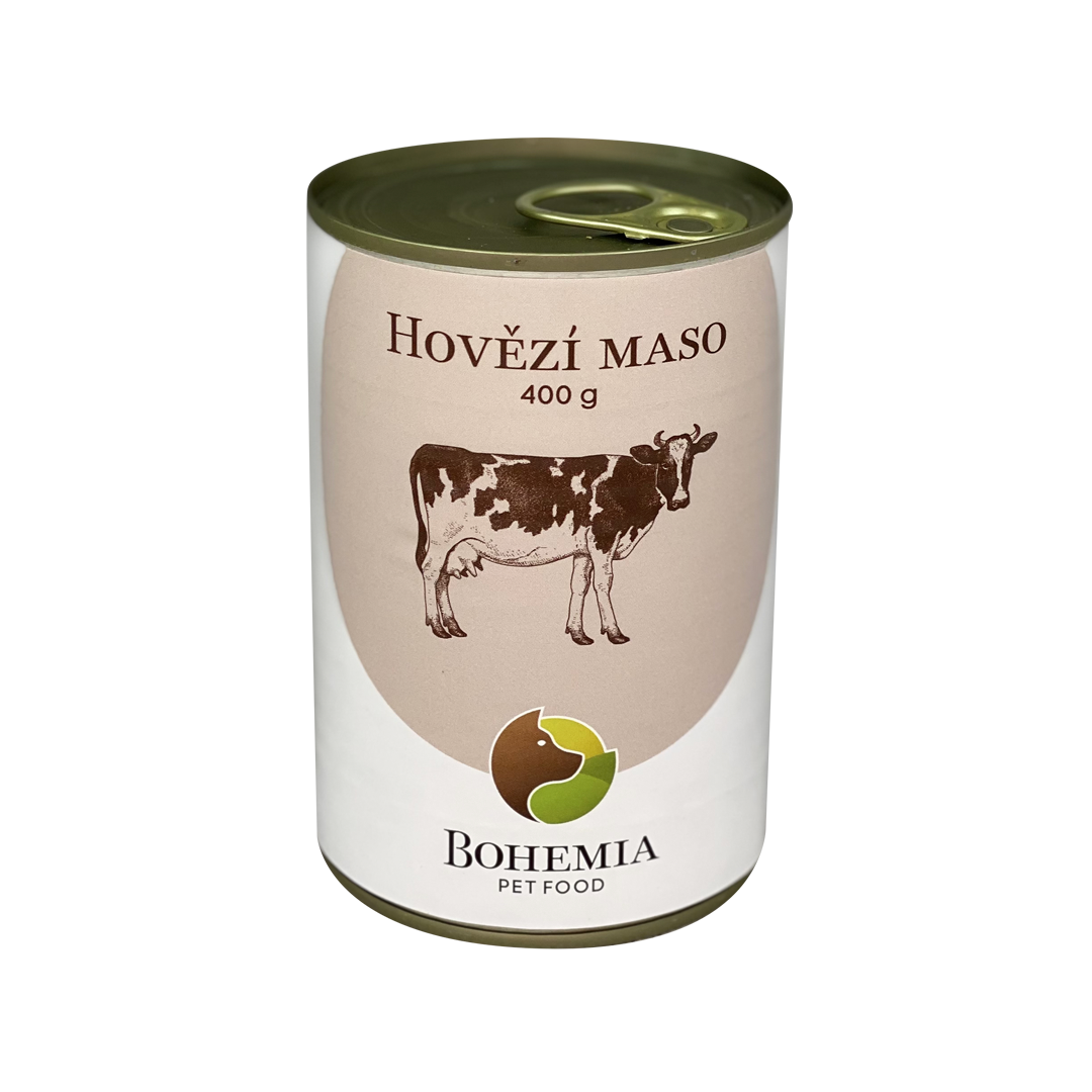 BOHEMIA Hovězí maso ve vlastní šťávě 400 g Bohemia Pet Food