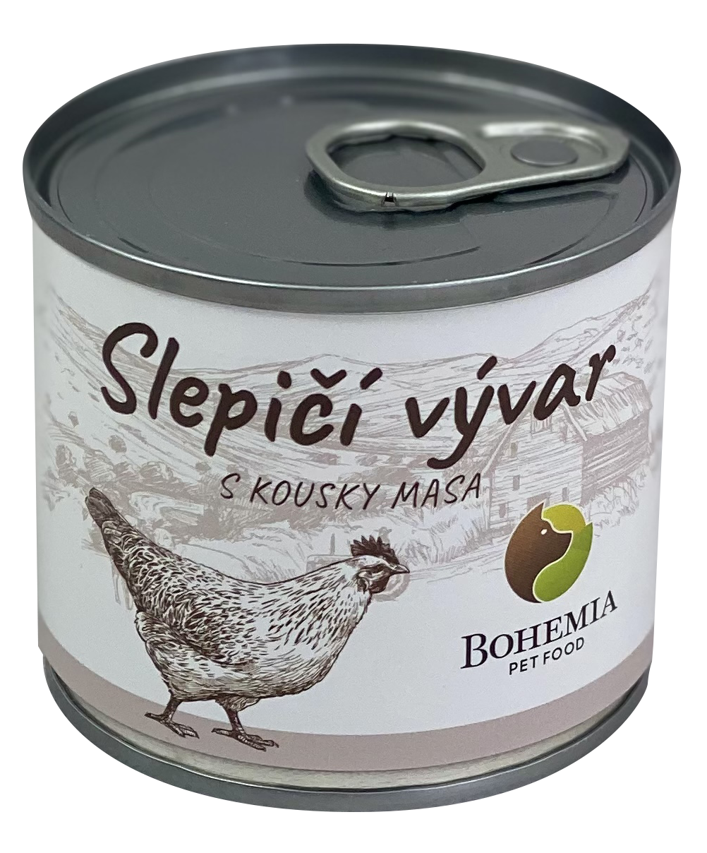 BOHEMIA Slepičí vývar s kousky masa 140ml Bohemia Pet Food