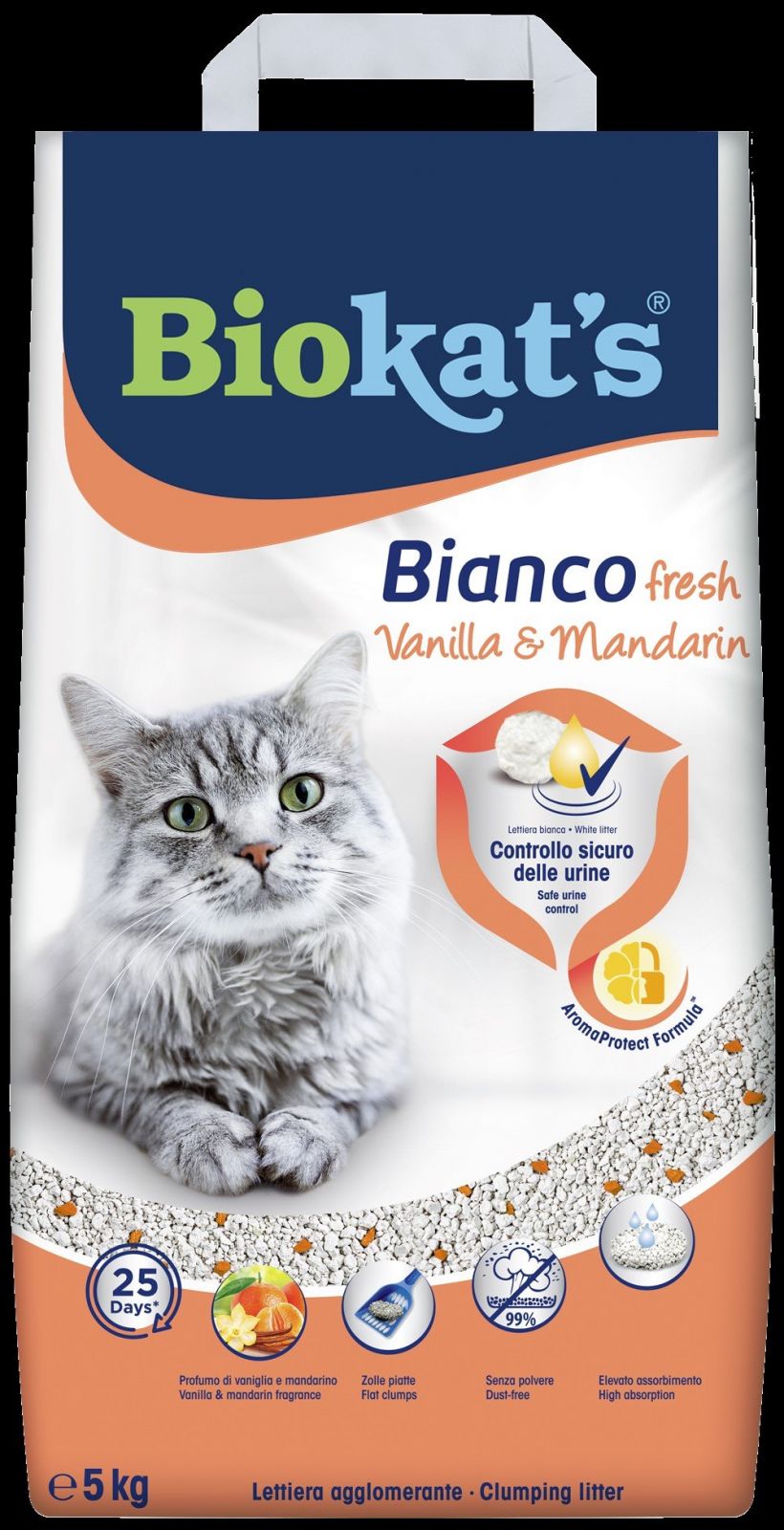 Podestýlka BIOKATS BIANCO FRESH vanilka a mandarinka 5kg Biokat´s