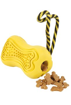 Hračka pes TITAN gumová kost s lanem S žlutá Zolux Zolux S.A.S.