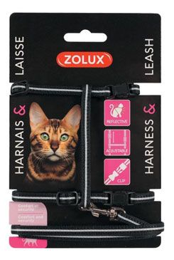 Postroj kočka s vodítkem 1,2m černý Zolux Zolux S.A.S.