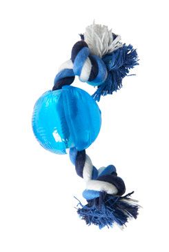 Hračka pes BUSTER Strong Ball s provazem sv. modrá, S KRUUSE