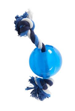 Hračka pes BUSTER Strong Ball s provazem sv. modrá, L KRUUSE