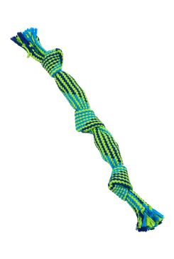 Hračka pes BUSTER Pískací lano, modrá/zelená, 35cm, M KRUUSE