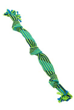Hračka pes BUSTER Pískací lano, modrá/zelená, 58cm, L KRUUSE