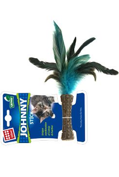 Hračka kočka GiGwi Johnny Stick Catnip s modrými peří Tommi CZ s.r.o.