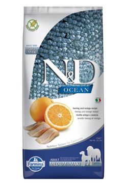 N&D OCEAN DOG Adult M/L Herring & Orange 2x12kg