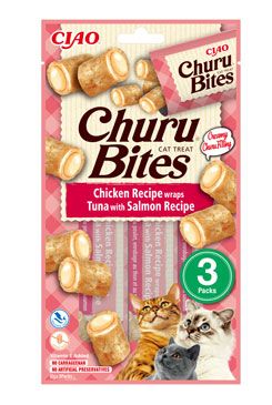 Churu Cat Bites Chicken wraps&Tuna Salmon Purée 3x10g INABA FOODS Co., Ltd.