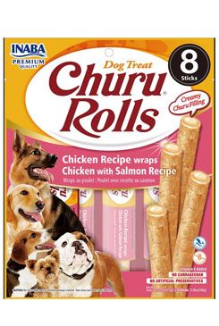 Churu Dog Rolls Chicken with Salmon wraps 8x12g INABA FOODS Co., Ltd.
