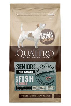 QUATTRO Dog Dry SB Senior/Dieta Ryby&Krill 7kg AB Kauno Grudai