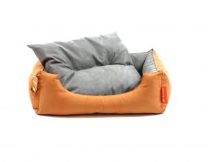 Aminela pelíšek s polštářem L oranžová/šedá 80x70cm