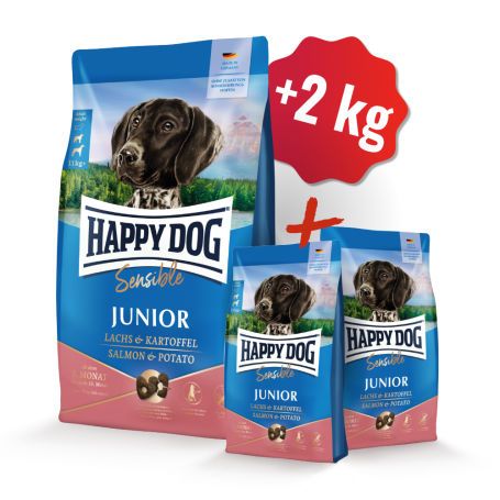 Happy Dog NEW Junior Salmon & Potato 10 + 2kg ZDARMA Happy Dog
