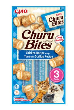 Churu Cat Bites Chicken wraps&Tuna Scallop Purée 3x10g INABA FOODS Co., Ltd.