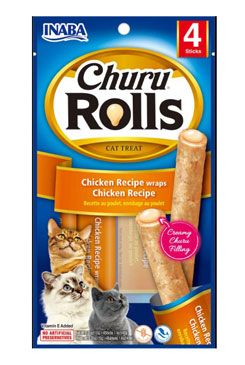 Churu Cat Rolls Chicken wraps&Chicken cream 4x10g INABA FOODS Co., Ltd.