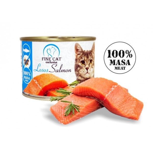 Fine Cat EXCLUSIVE konzerva pro kočky losos 100% masa 200g