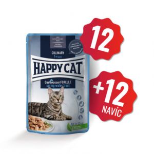 Happy Cat Kapsička Culinary Quellwasser-Forelle / Pstruh 12x85g + 12x85g ZDARMA