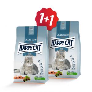 Happy Cat Indoor Atlantik-Lachs 1,3kg + 1,3kg ZDARMA