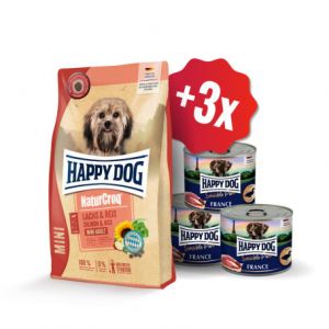 Happy Dog NaturCroq Mini Lachs & Reis 4 kg + 3xkonzerva ZDARMA