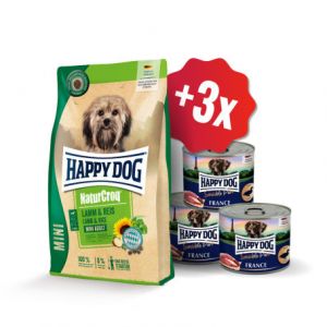Happy Dog NaturCroq Mini Lamm & Reis 4 kg + 3x konzerva 200g ZDARMA