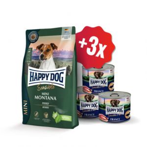 Happy Dog NEW Mini Montana 4 kg + 3x konzerva 200 g  ZDARMA