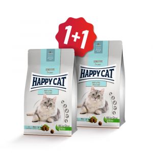 Happy Cat Sensitive Haut & Fell / Kůže & srst 1,3 kg SET 1+1 ZDARMA