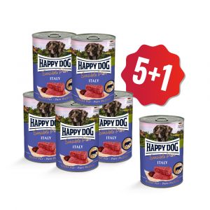 Happy Dog Büffel Pur Italy - buvolí 6x400 g Set 5+1 ZDARMA