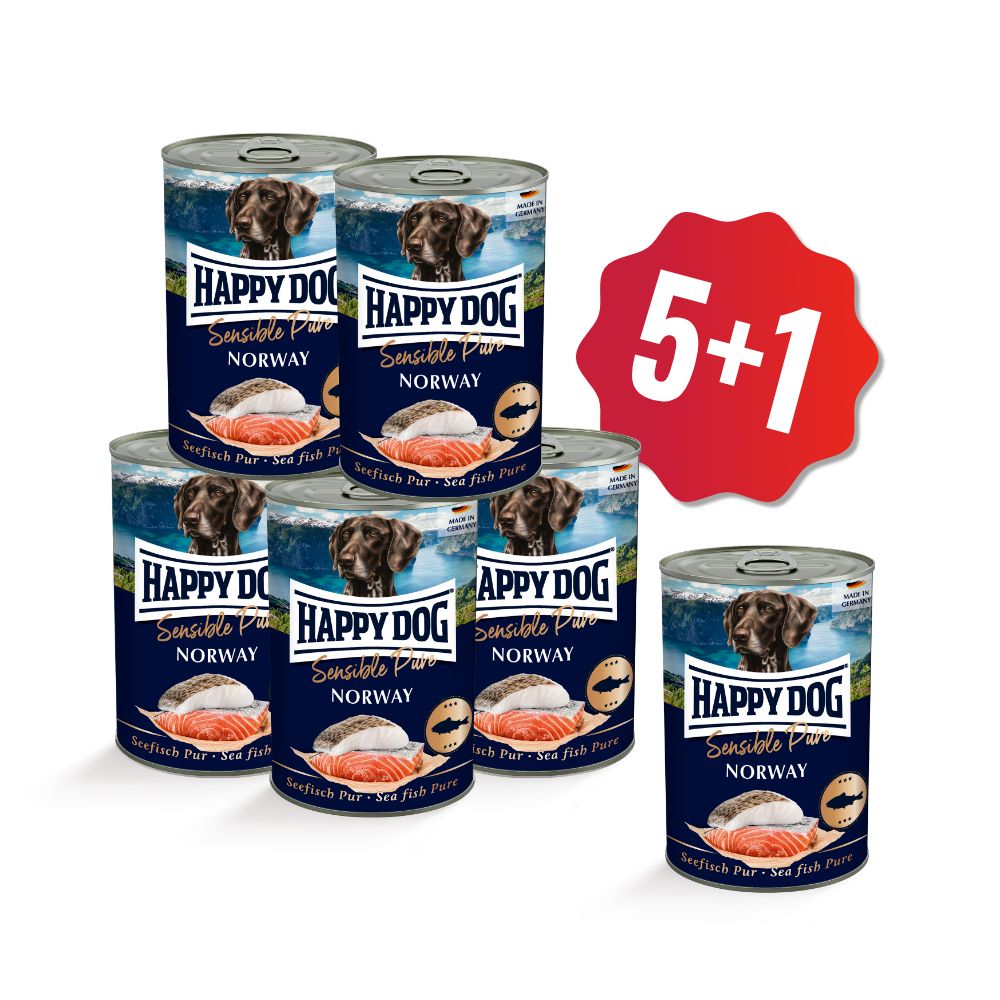 Happy Dog Lachs Pur Norway - losos 6x400 g Set 5+1 ZDARMA Euroben