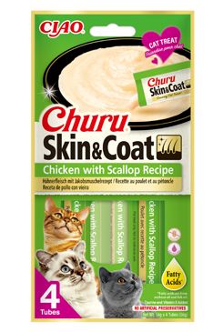 Churu Cat Skin&Coat Chicken with Scallop Recipe 4x14g INABA FOODS Co., Ltd.