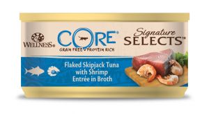 Wellness CORE Signature Selects Flaked Skipjack Tuna with Shrimp Entrée in Broth 79g