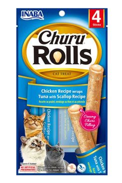 Churu Cat Rolls Chicken wraps&Tuna+Scallop cr. 4x10g INABA FOODS Co., Ltd.