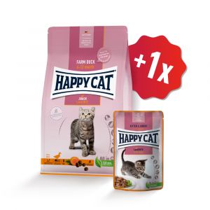 Happy Cat Junior Land Ente / Kachna 1,3kg SET + 1 kapsička ZDARMA