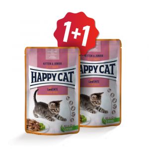 Happy Cat Kapsička Kitten & Junior Land-Ente / Kachna 85 g SET 1+1 ZDARMA