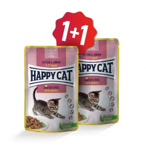 Happy Cat Kapsička Kitten & Junior Land-Geflügel 85g SET 1+1 ZDARMA