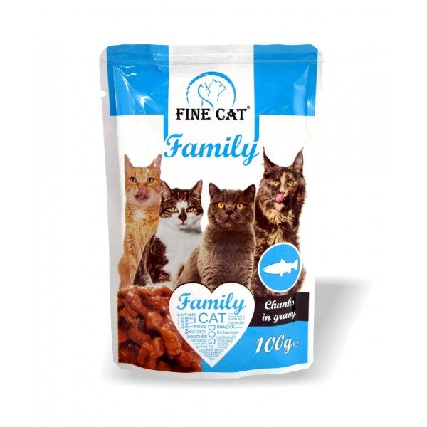 FINE CAT Family kapsičky pro kočky s RYBOU v omáčce 100g