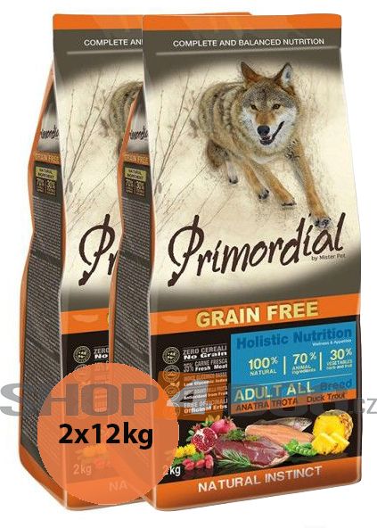 Primordial Pet Food PGF Adult Trout & Duck 2x12kg