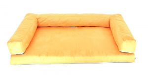 Aminela pelíšek s okrajem 80x60cm Half and Half oranžová/šedá