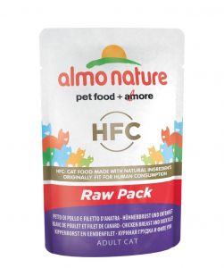 Almo Nature HFC Raw Pack WET CAT - Kuřecí prsa a kachní filet 55g