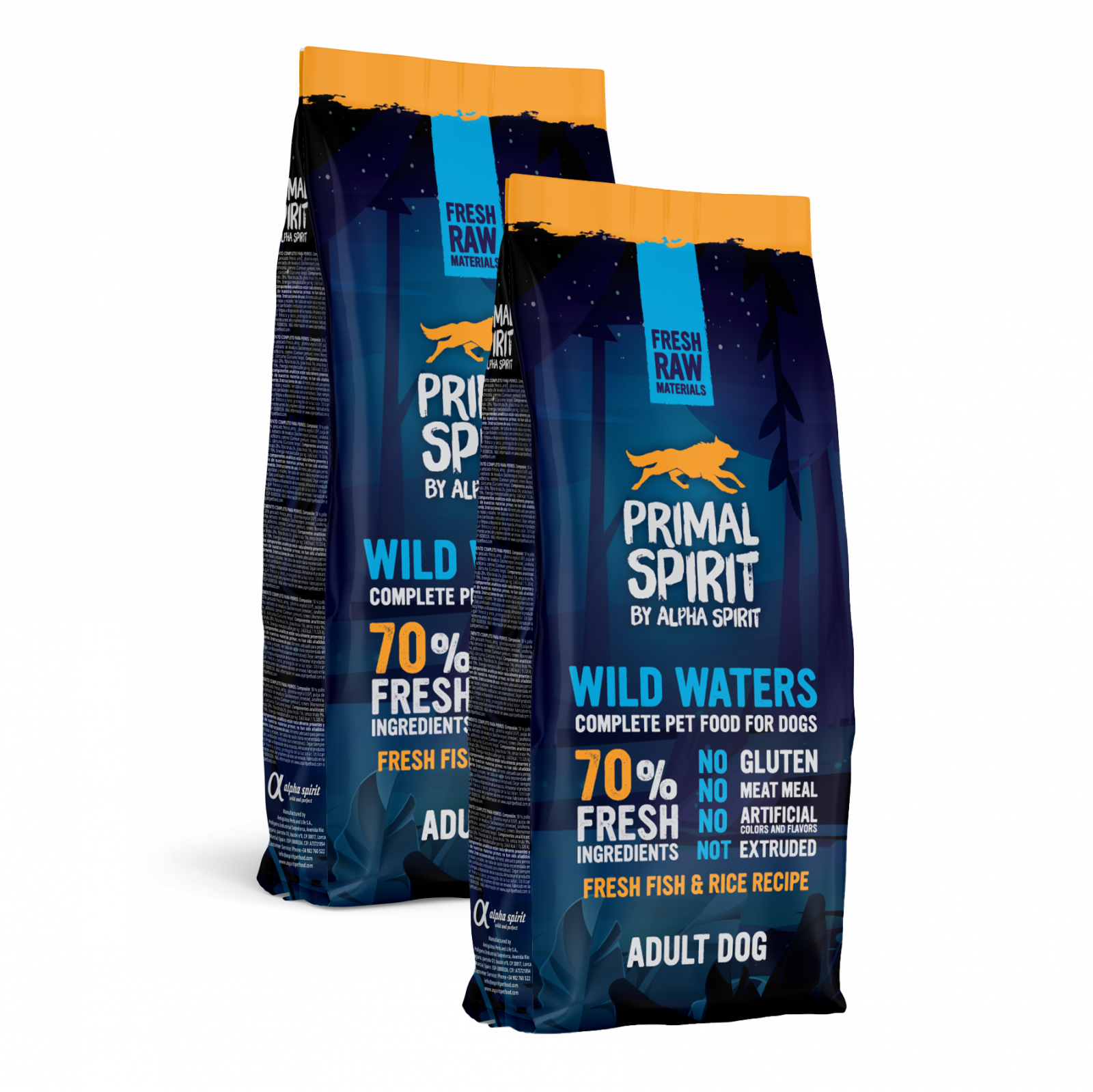 Primal Spirit Dog 70% Wild Waters 2x12 kg Amiguitos Pets and Life SA
